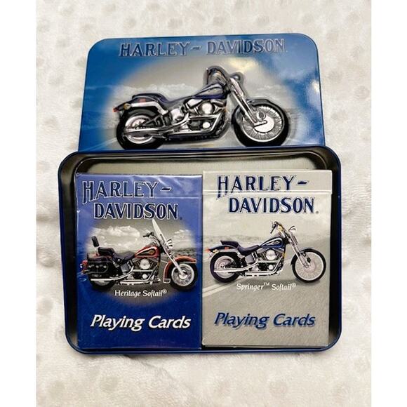 Vintage Harley-Davidson Springer Softail (2) Deck Playing Cards Collector's Tin- - Picture 3 of 4